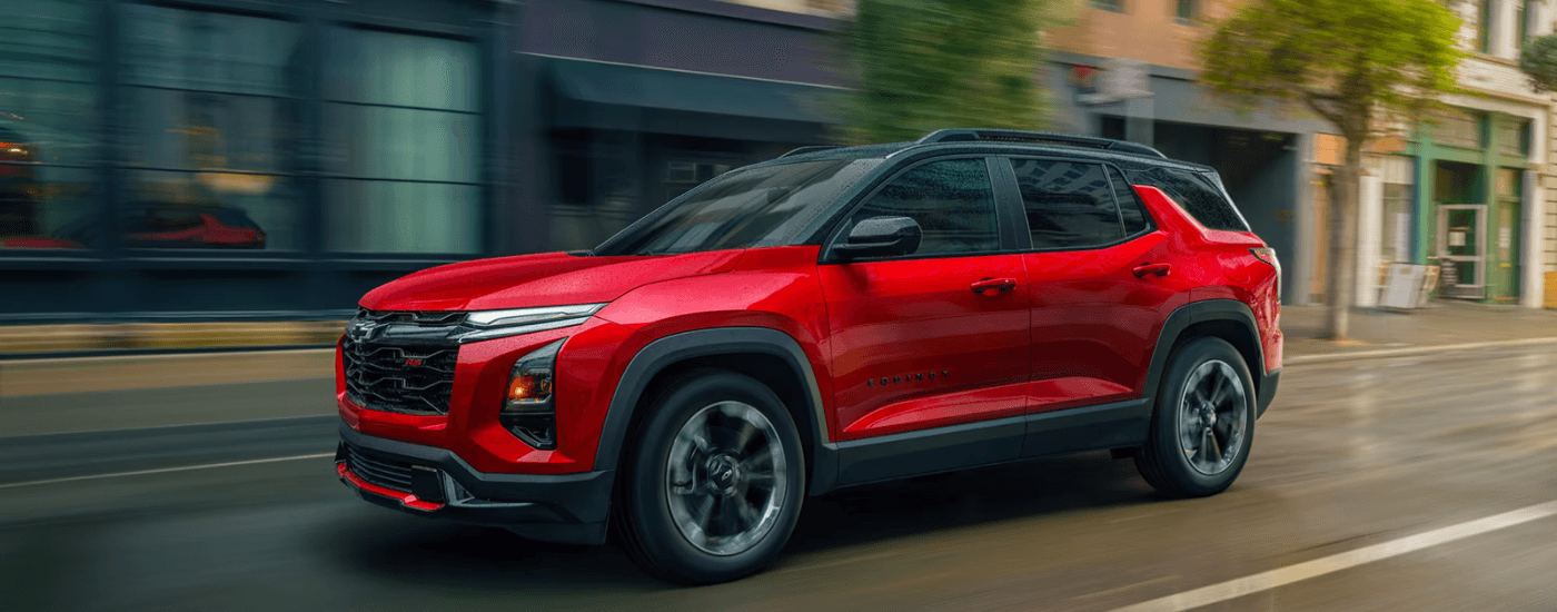 Red 2026 Chevy Equinox for sale on a test frive