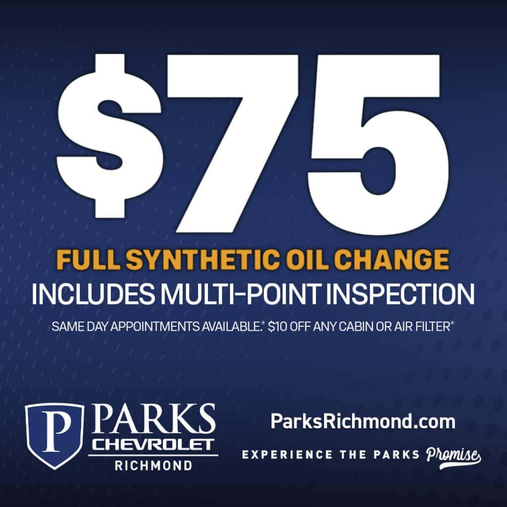 $75 Synthetic Oil Change