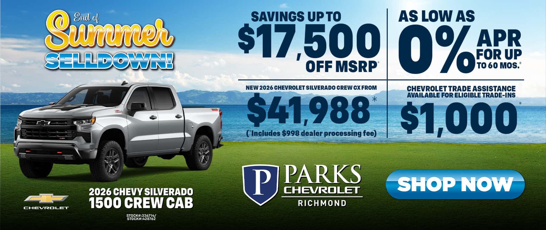 New 2026 CHEVROLET SILVERADO August 2026 banner