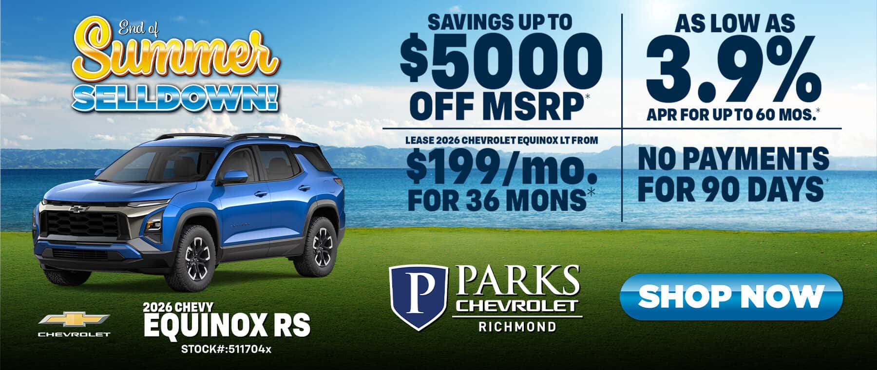 New 2026 CHEVROLET EQUINOX RS August 2026 banner