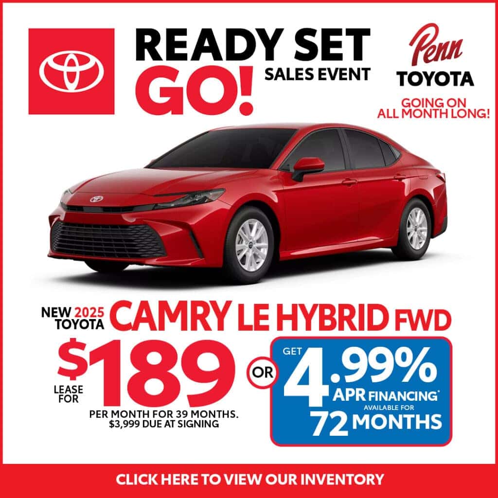 Lease a 2025 Toyota Camry LE Hybrid for $189 Per Month for 39 Months