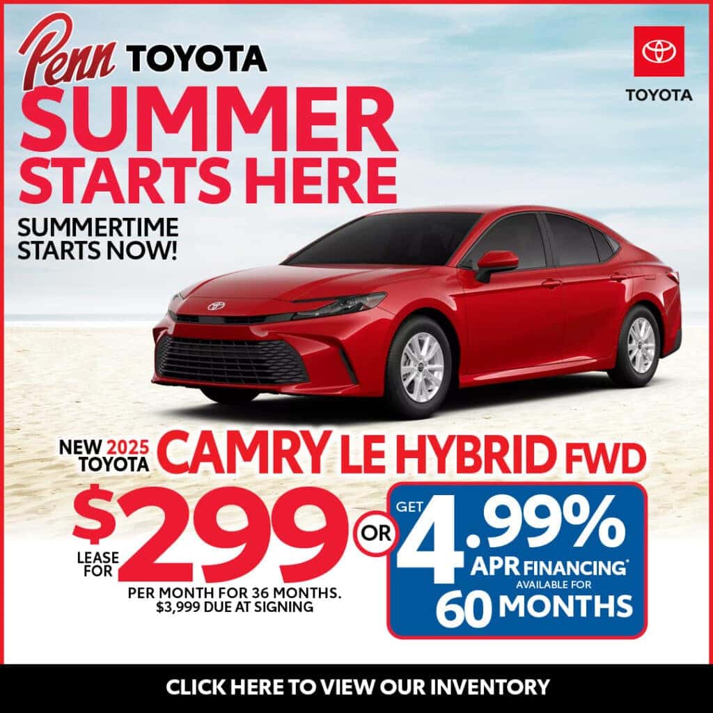 Lease a 2025 Toyota Camry LE Hybrid for $299 Per Month for 36 Months