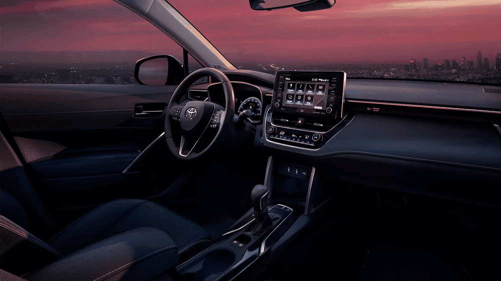 Interior view of 2022 Corolla Cross dashboard