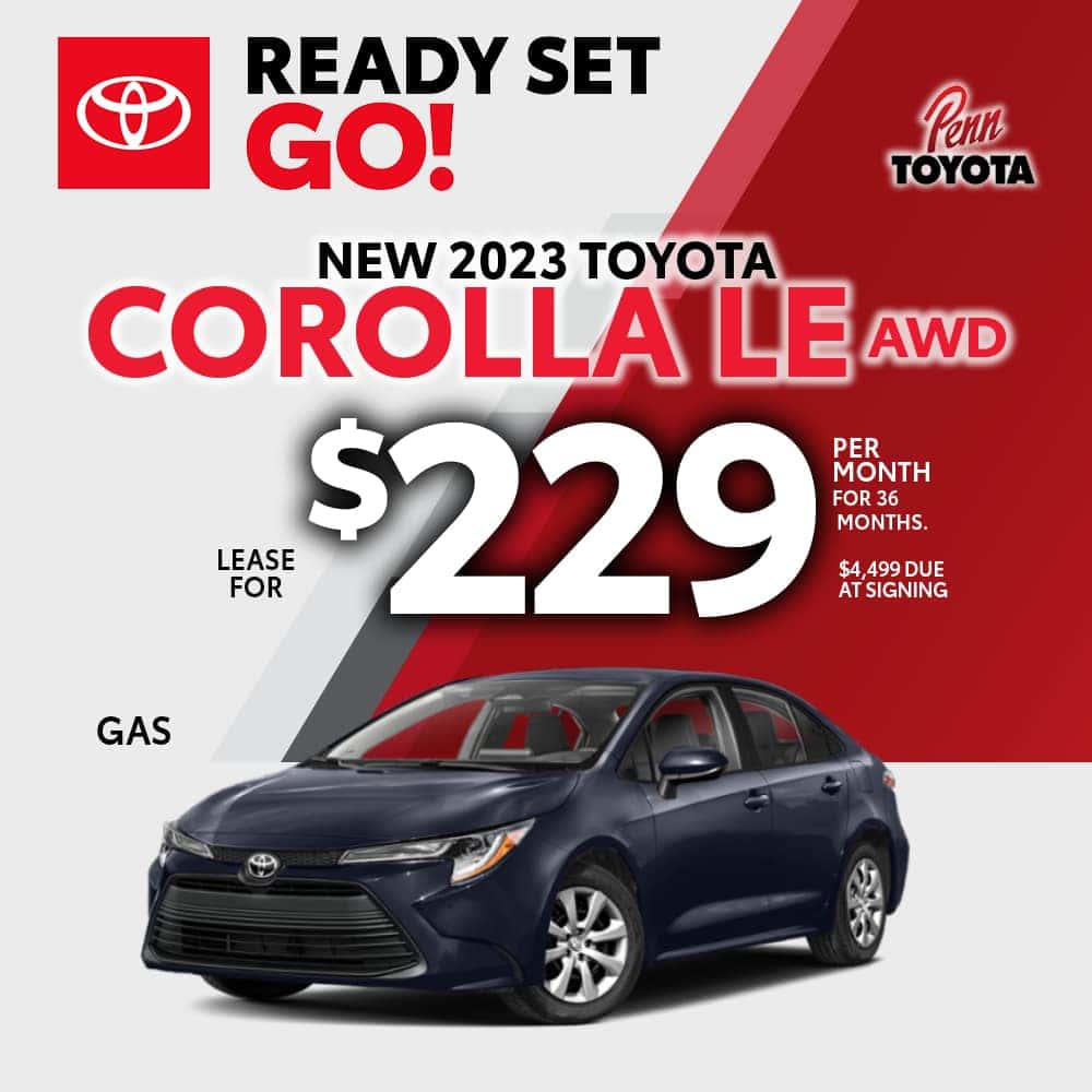 Lease a 2023 Toyota Corolla LE Gas for $229 Per Month for 36 Months