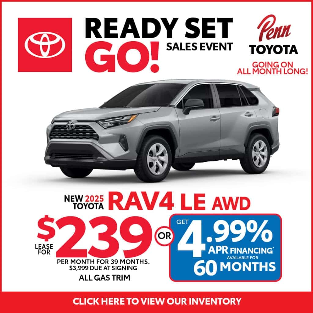 Lease a 2025 Toyota RAV4 LE for $239 Per Month for 39 Months