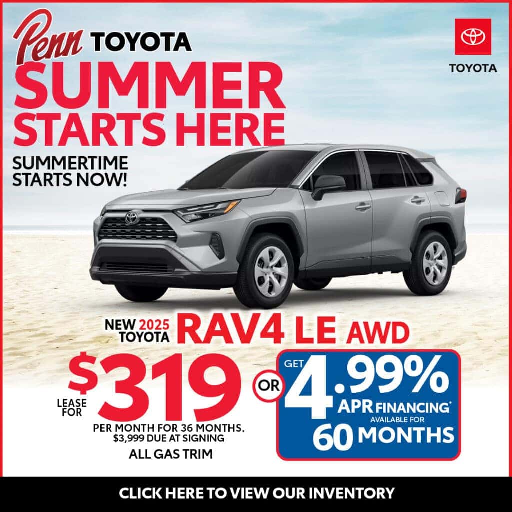 Lease a 2025 Toyota RAV4 LE for $319 Per Month for 36 Months