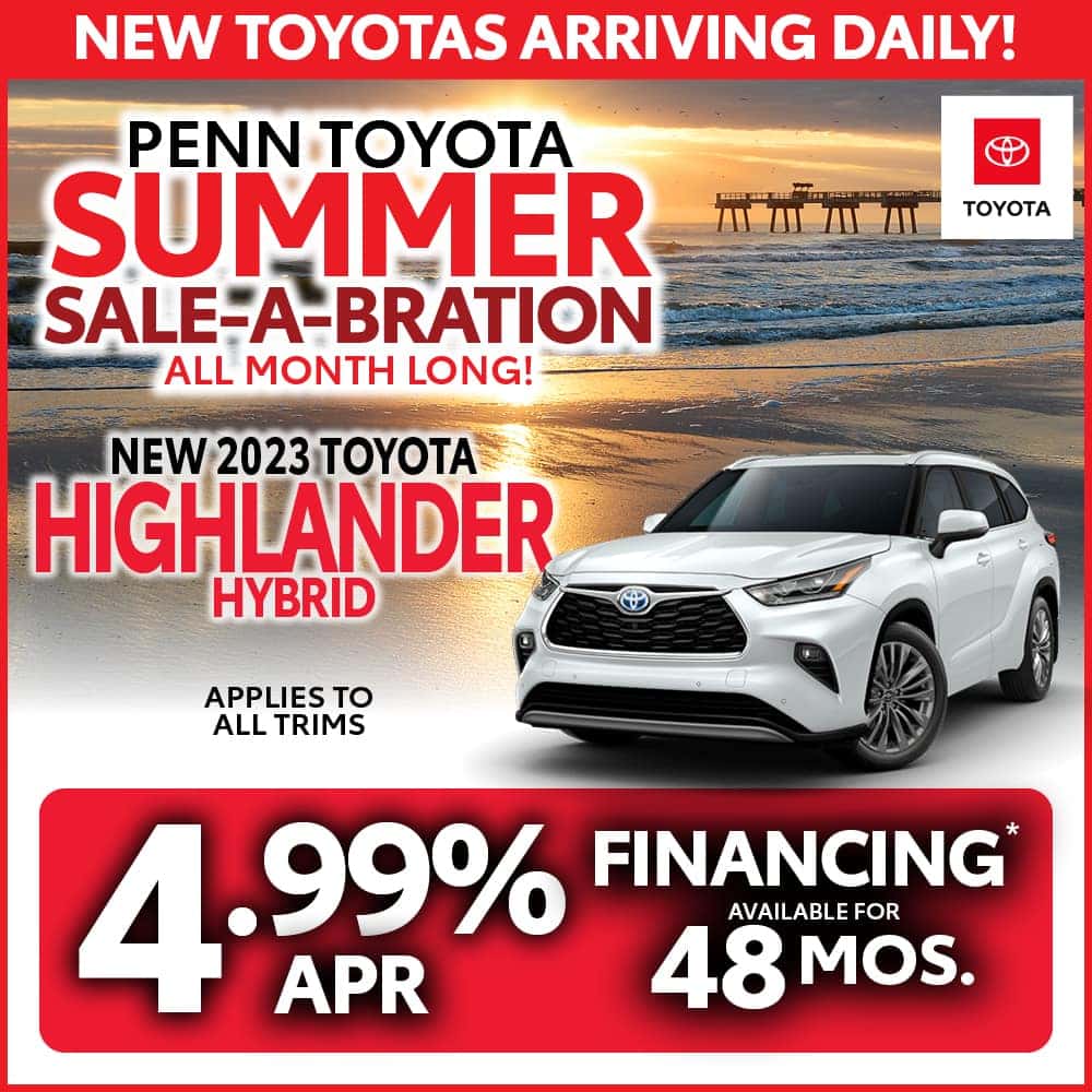Get 4.99% APR for 48 months on a 2023 Toyota Highlander Hybrid 