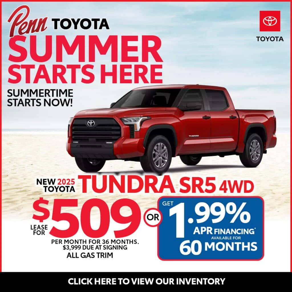 Lease a New 2025 Tundra SR5 for $509 per month for 36 months.
