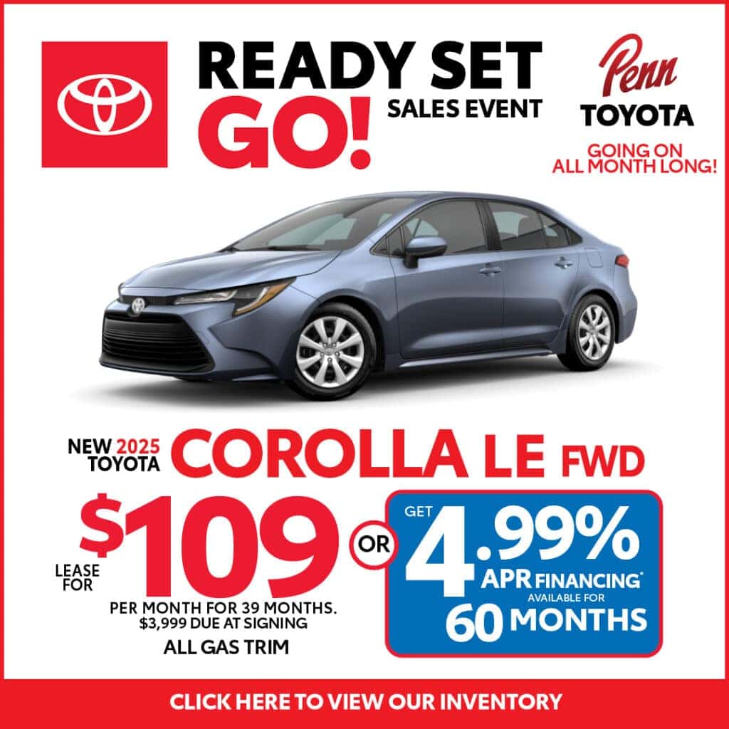 Lease a 2025 Toyota Corolla LE Gas for $109 Per Month for 39 Months