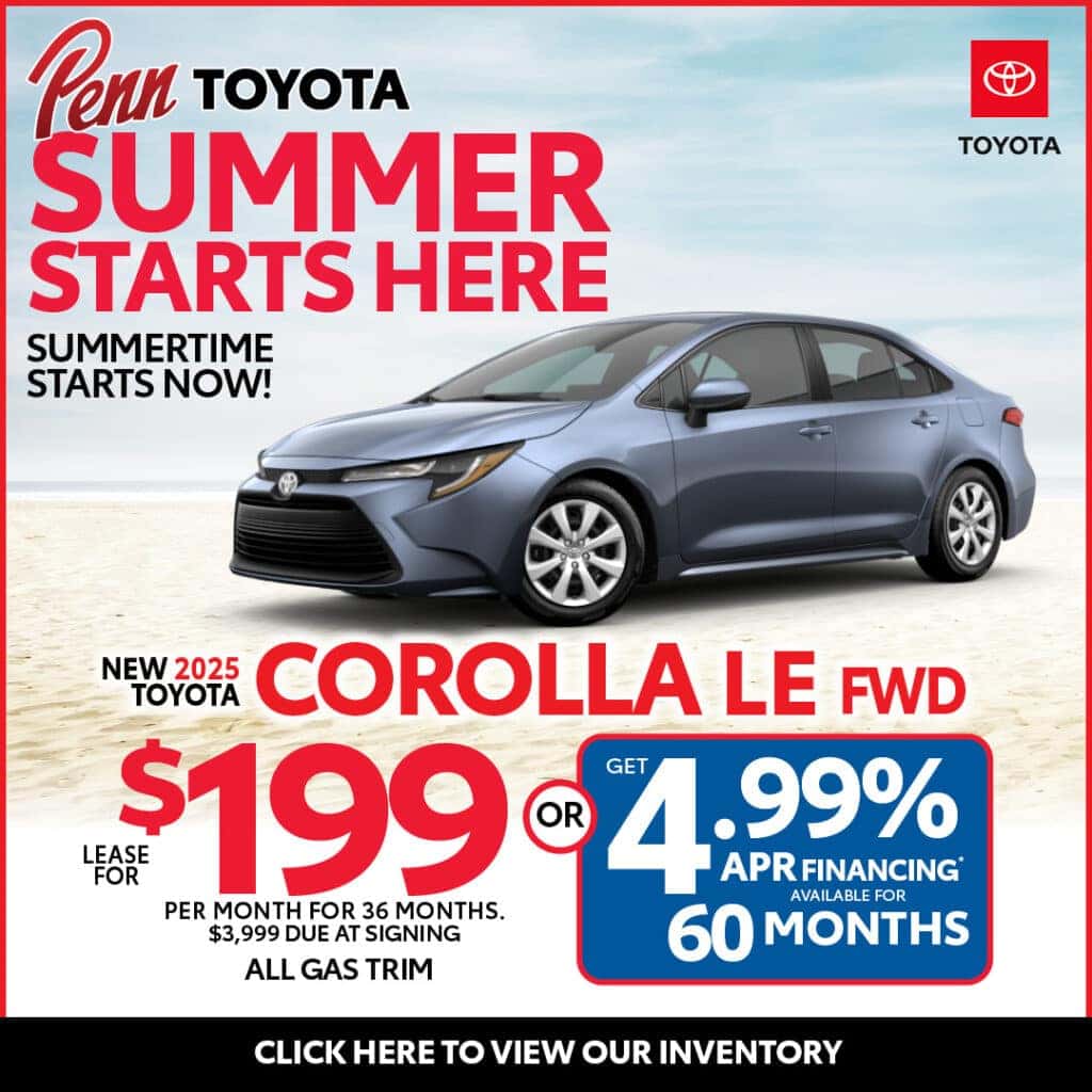Lease a 2025 Toyota Corolla LE Gas for $199 Per Month for 36 Months