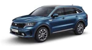 A blue 2021 Kia Sorento angled left, coming soon to Freehold, NJ