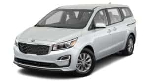 A white 2020 Kia Sedona is angled left on a white background.