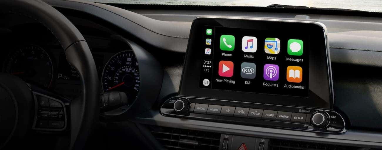 The infotainment screen on a 2020 Kia Forte is shown.