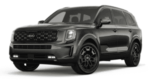A green 2021 Kia Telluride is angled left.