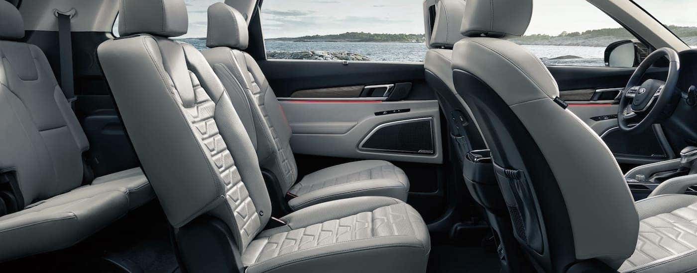 The interior of a 2021 Kia Telluride is shown from the side.