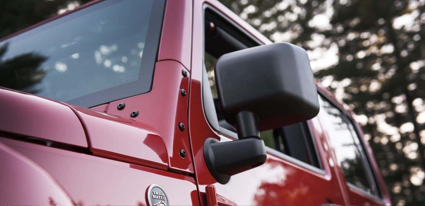 2017 Jeep Wrangler mirror up close