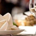 Empty glasses set in restaurant