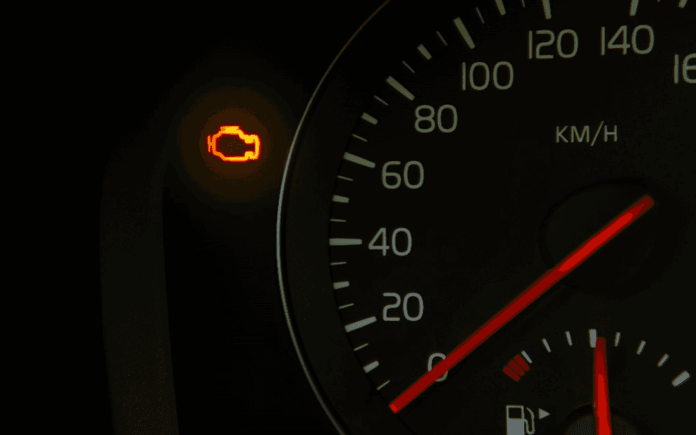 mazda dashboard with engine light on