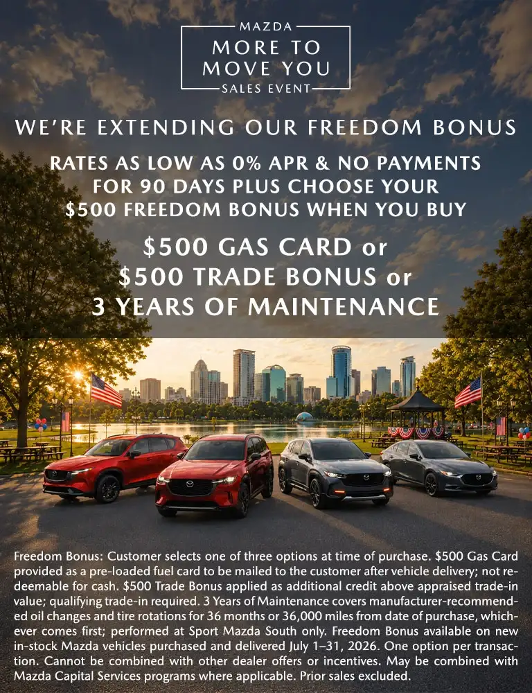 Extended Freedom Bonus Monthly Specials Banner Mobile Sport Mazda South Orlando, FL 32837