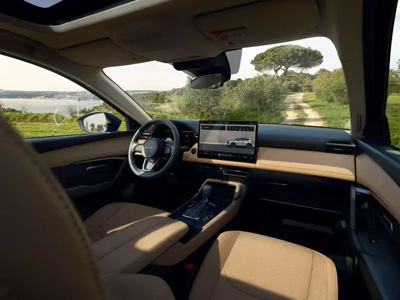 Leather-trimmed front seats and center console of the 2026 Mazda CX-5 at Sport Mazda South in Orlando, Florida
