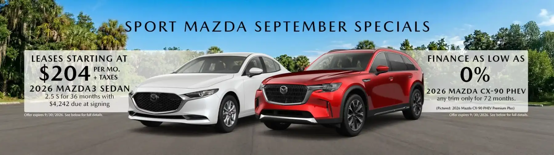 Monthly Specials Page Banner September 2026 Sport Mazda South Orlando, FL 32837