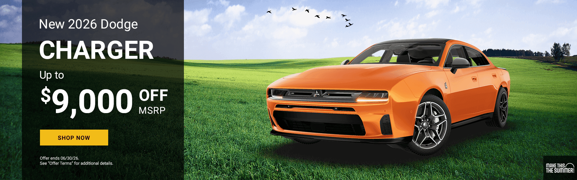 NEW 2026 DODGE CHARGER MODELS Subtext: Up to $9,000 off MSRP