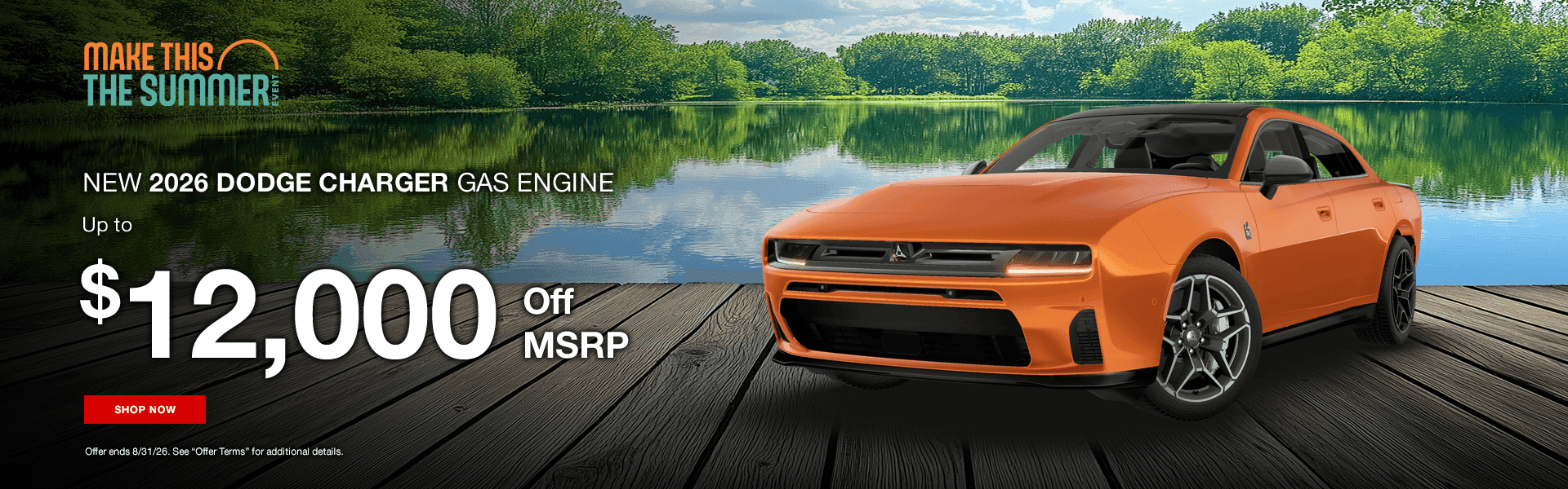 NEW 2026 DODGE CHARGER GAS ENGINE Subtext: Up to $12,000 off MSRP