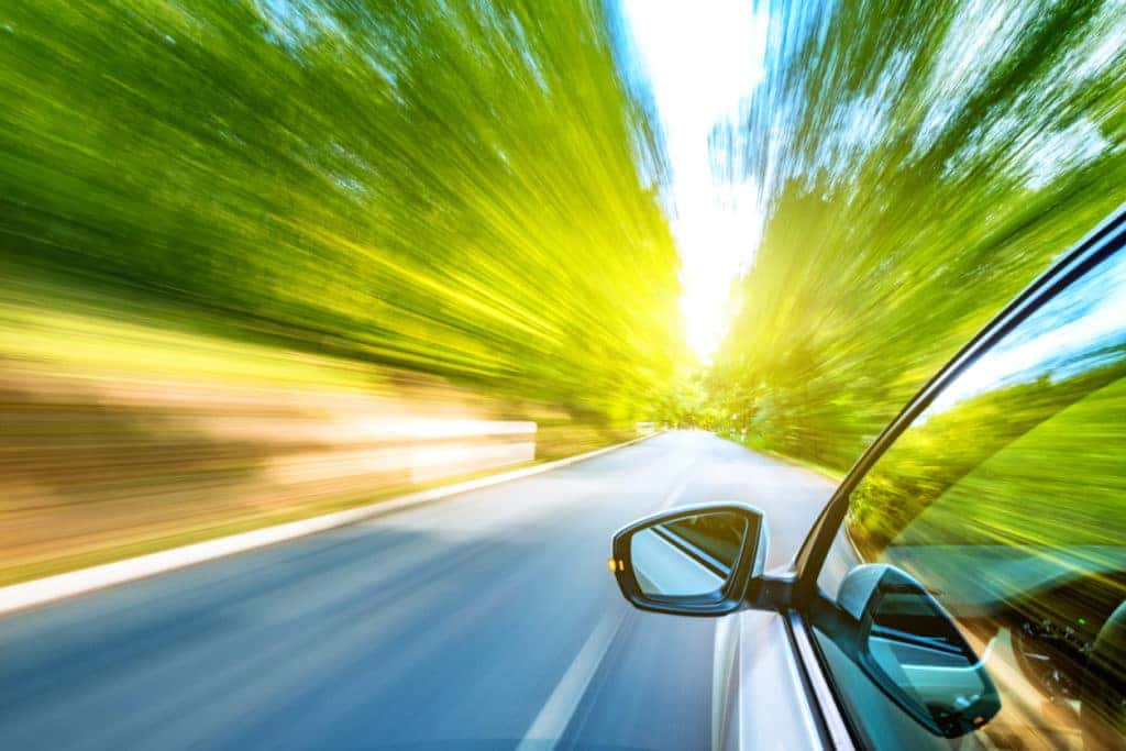 Driving an EV on sunny summer day