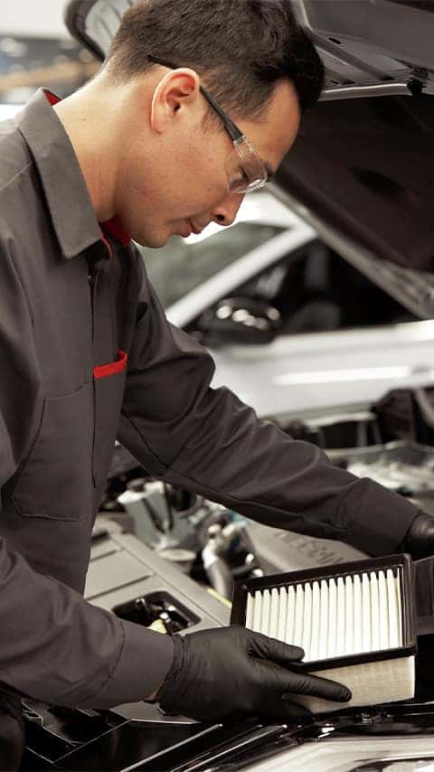 Technician working on vehicle
