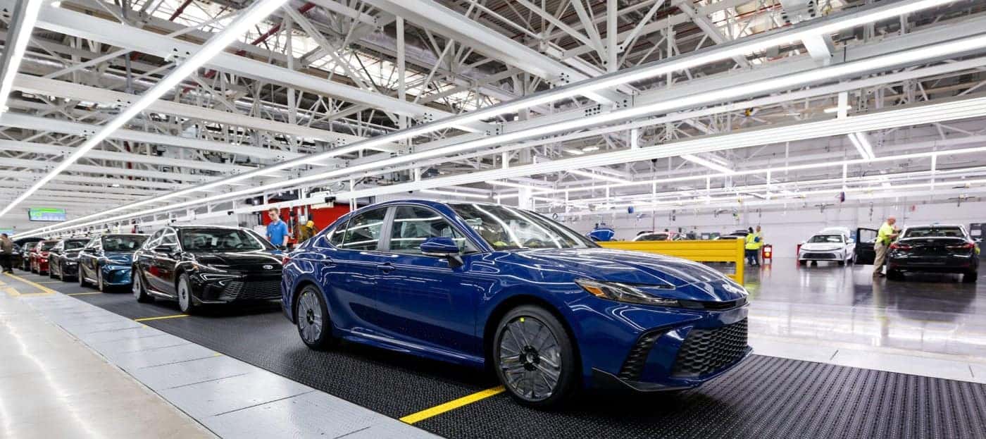 Toyota Camry vehicles on the assembly line at Toyota Kentucky
