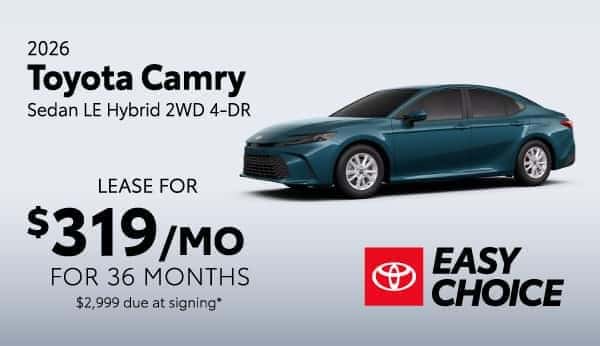 Toyota Camry Sedan LE Hybrid 2WD 4 DR.: Lease for $319 per month lease/month for 36 months*