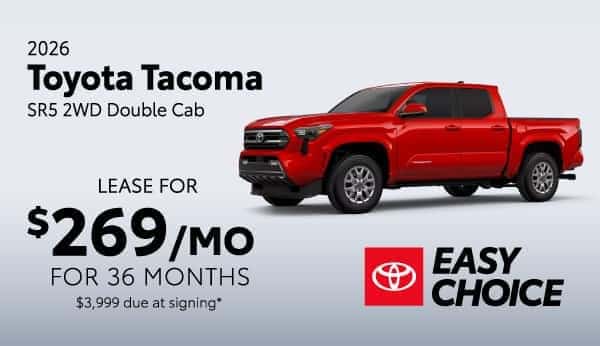 Toyota Tacoma SR5 2WD Double Cab: Lease for $269 per month lease/month for 36 months*