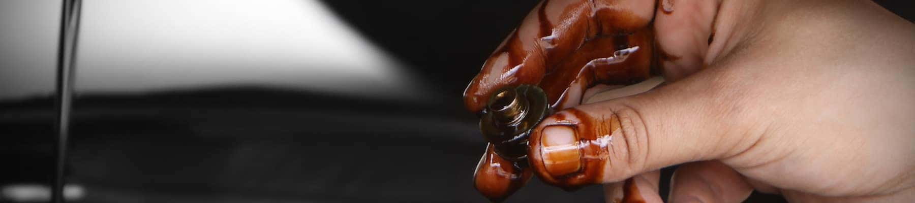 Close-up of oil change