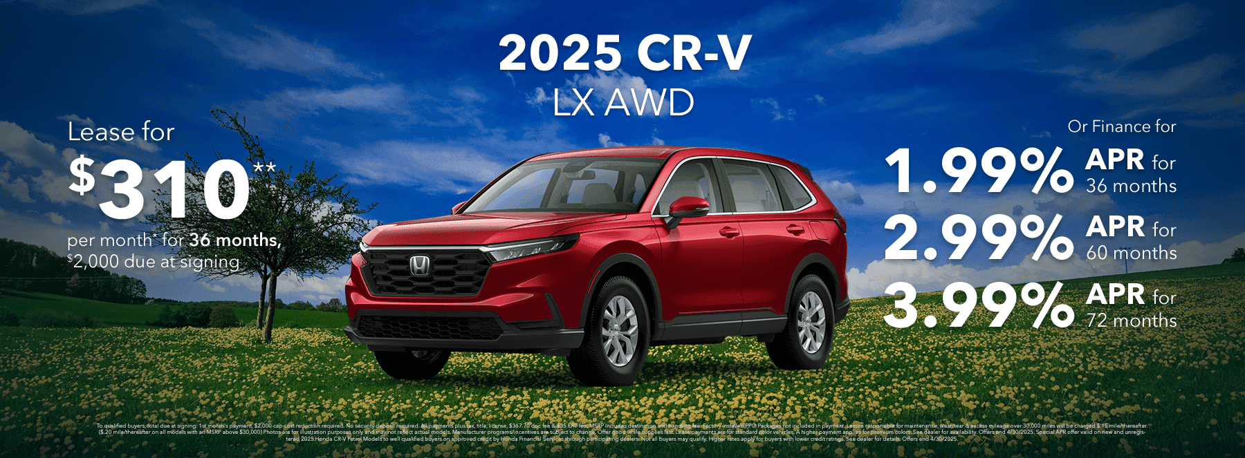 2025 CR-V LX AWD - $310 Per Month