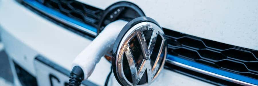 close-up of vw charging port