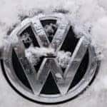 vw logo with snow
