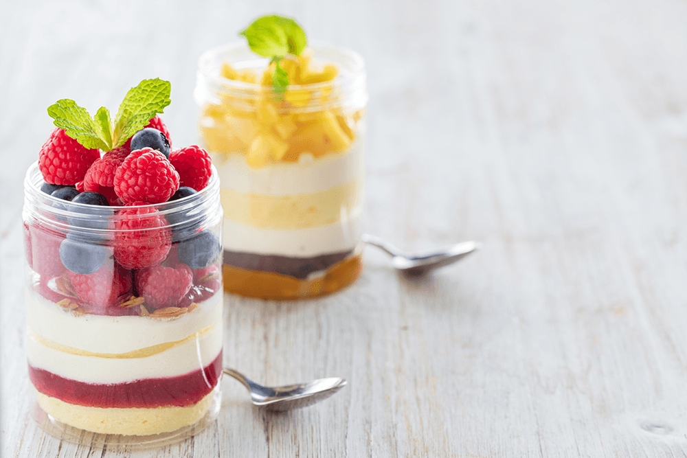 Fruity icebox cakes in individual cups