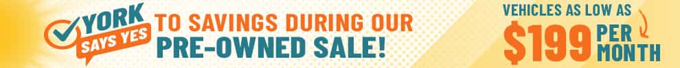 Say Yes to Pre-owned savings at York CDJR in Crawfordsville, Indiana.