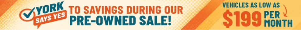 Say Yes to Pre-owned savings at York CDJR in Crawfordsville, Indiana.